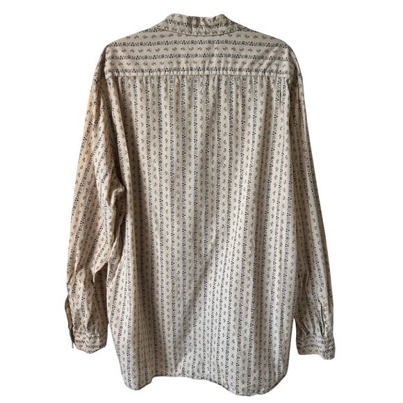 Lucky Brand Y2k Button Down Shirt Men's XXL Long Sleeve Floral Ivory Western Vtg - Picture 16 of 16